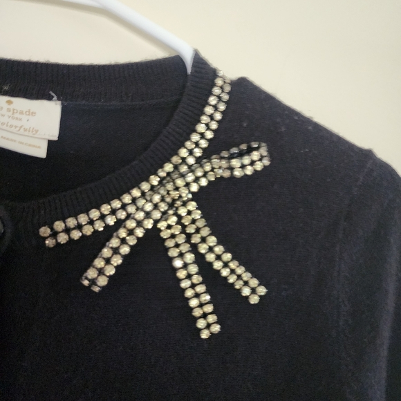 Kate Spade Black Embellished Bow Wool Blend Cardigan Sweater Size XXS - Picture 6 of 11